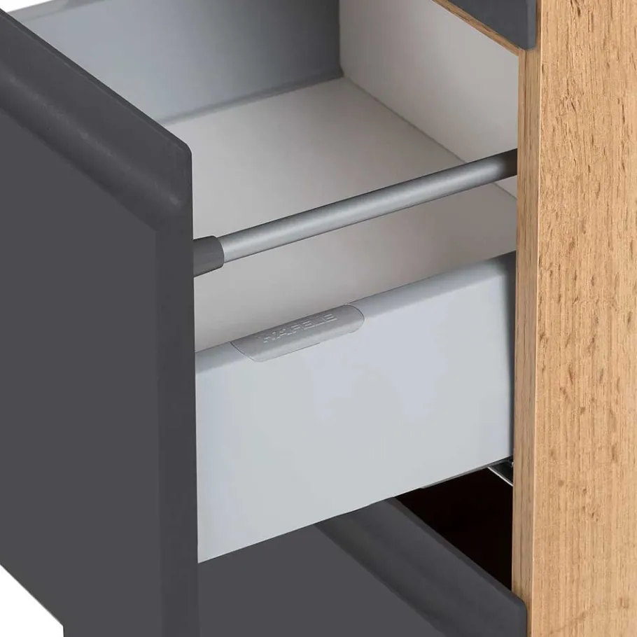 Sale Midischrank fürs Bad in Grau matt & Wildeiche - Jambi Schränke