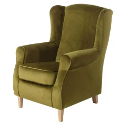 Clearance Modern Country Sessel in Oliv Grün Samtvelours - Davork Sessel