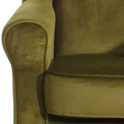 Clearance Modern Country Sessel in Oliv Grün Samtvelours - Davork Sessel