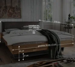 Outlet Moderne Bettanlage aus Wildeiche - Esvilda (dreiteilig) Betten