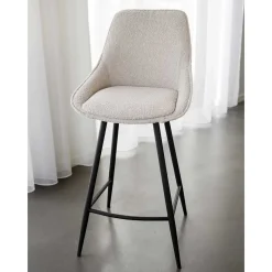 Best Moderne Boucle Barstühle in Beige - Alberta (2er Set) Hocker