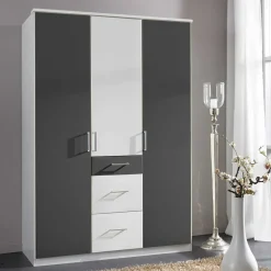 Moderner Kleiderschrank in Weiß mit Dunkelgrau - Vanila Kleiderschränke