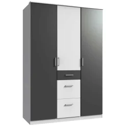 Moderner Kleiderschrank in Weiß mit Dunkelgrau - Vanila Kleiderschränke