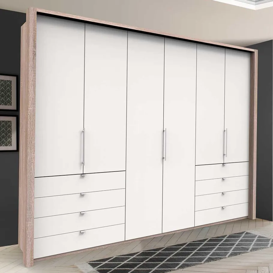 Sale Moderner Schlafzimmerschrank in Weiß & Eiche sägerau - Vaclyn Schränke