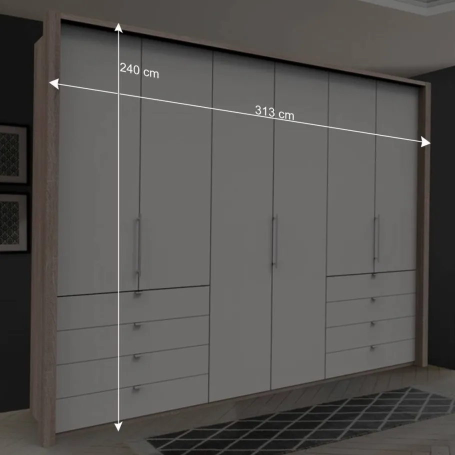 Sale Moderner Schlafzimmerschrank in Weiß & Eiche sägerau - Vaclyn Schränke