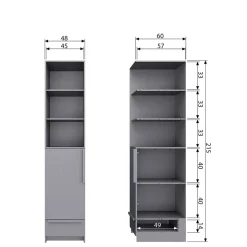 Outlet Moderner Schrank in Beton Grau - Almond Kleiderschränke|Schränke