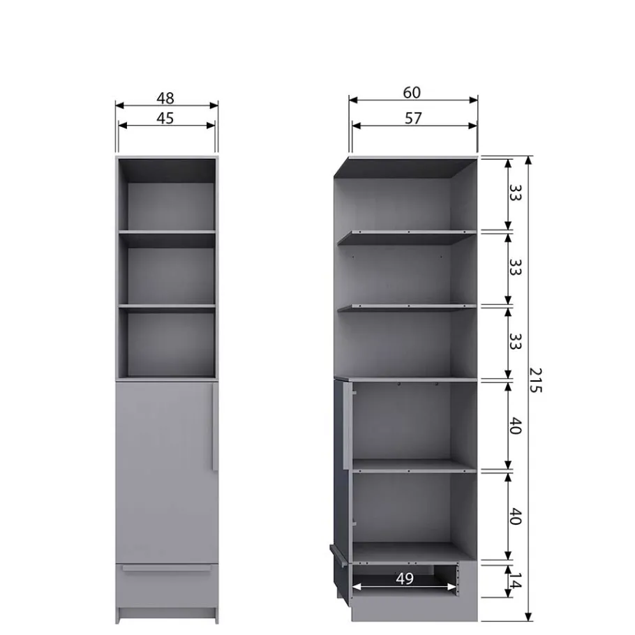 Outlet Moderner Schrank in Beton Grau - Almond Kleiderschränke|Schränke