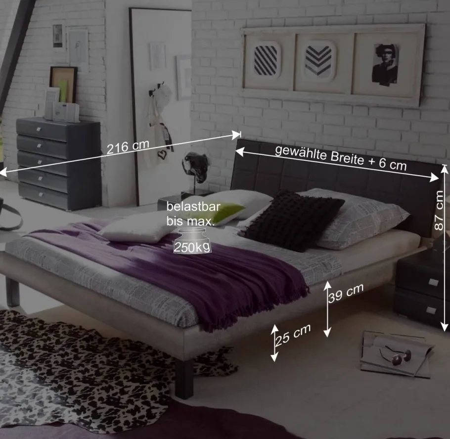 Best Modernes Bett Concista in Beton-Optik Betten