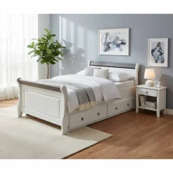 Clearance Modernes Landhausbett in Weiß & Grau - Caneon Betten