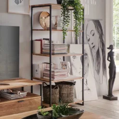 Sale Modernes Wildeiche Regal mit Stahlgerüst - Sluganov Regale