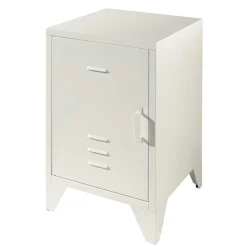 Sale Nachttisch mit Tür in Weiß aus Metall - Mavus Kommoden