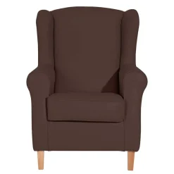 Outlet Ohrenbackensessel aus braunem Kunstleder - Revelinda I Sessel