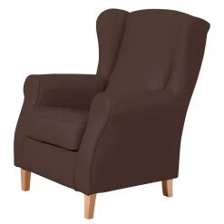 Outlet Ohrenbackensessel aus braunem Kunstleder - Revelinda I Sessel