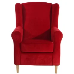Best Ohrenbackensessel aus rotem Samtvelours - Lorenzo Sessel