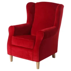 Best Ohrenbackensessel aus rotem Samtvelours - Lorenzo Sessel