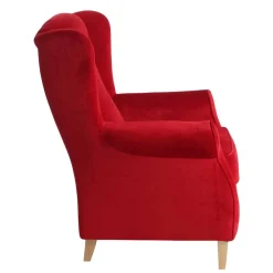 Best Ohrenbackensessel aus rotem Samtvelours - Lorenzo Sessel