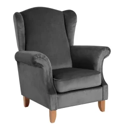 Sale Ohrenbackensessel aus Samtvelours Anthrazit - Nikic Sessel