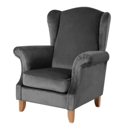 Sale Ohrenbackensessel aus Samtvelours Anthrazit - Nikic Sessel