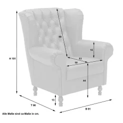 Clearance Ohrenbackensessel im Chesterfield Style - Troyes Sessel