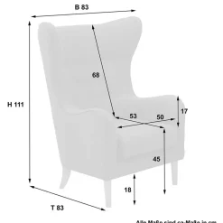 Outlet Ohrenbackensessel in Schwarz Stoffbezug - Grazy Sessel