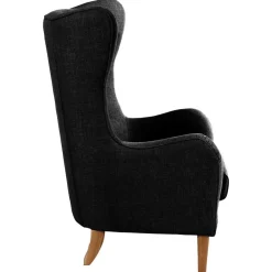 Outlet Ohrenbackensessel in Schwarz Stoffbezug - Grazy Sessel
