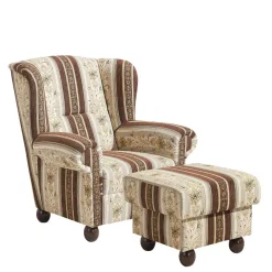 Sale Ohrenbackensessel mit Streifen und Ornamenten - Etrinas Sessel