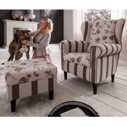 Best Ohrenbackensessel Prisma in Braun Beige Sessel