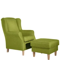 Clearance Ohrensessel in Gelbgrün und Buche - Jenyca Sessel