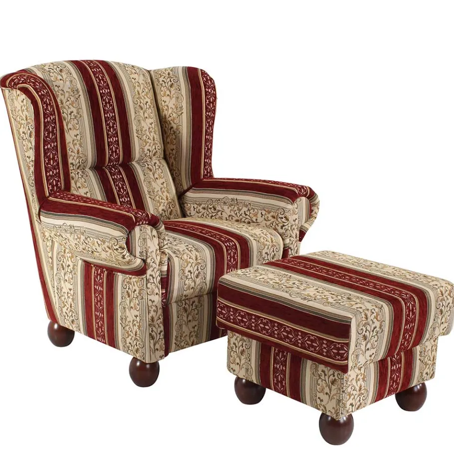 Best Ohrensessel mit Streifen und Ornamenten - Basento Sessel