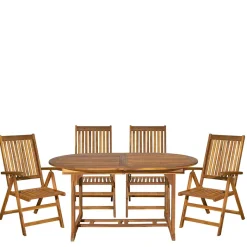 Outlet Ovale Gartentisch Gruppe für vier Personen - Nevuz (fünfteilig) Sitzgruppe