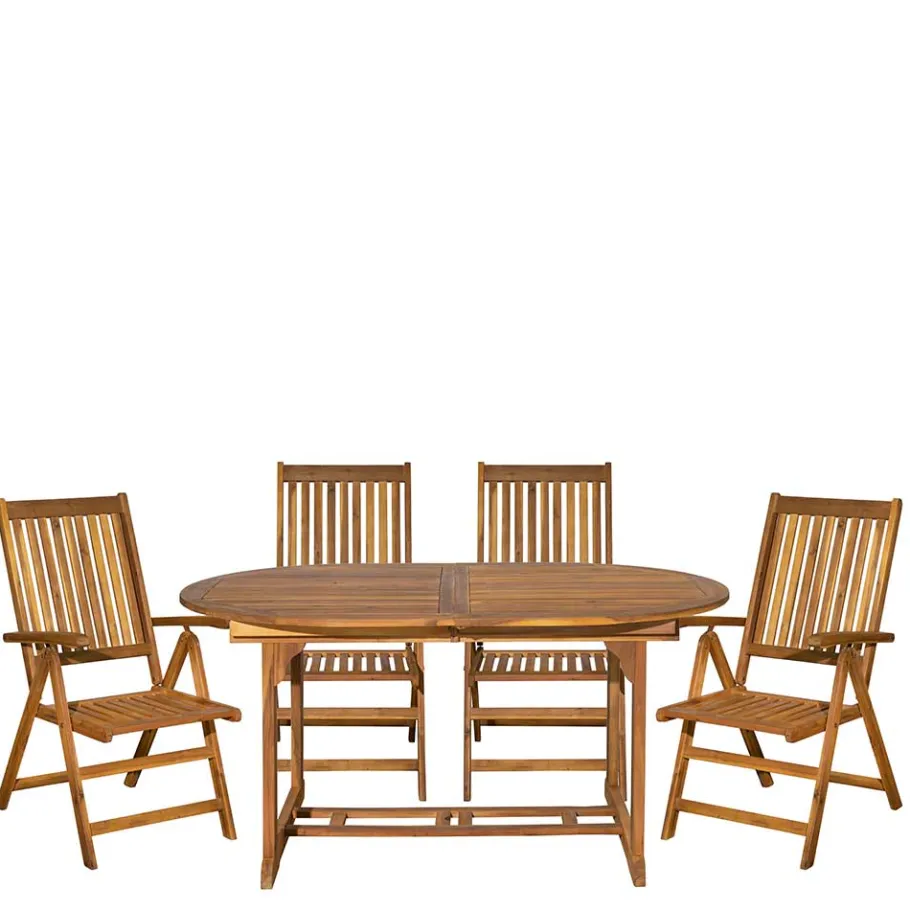 Outlet Ovale Gartentisch Gruppe für vier Personen - Nevuz (fünfteilig) Sitzgruppe