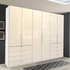 Panorama Kleiderschrank in Creme Glas - Zidarie Kleiderschränke