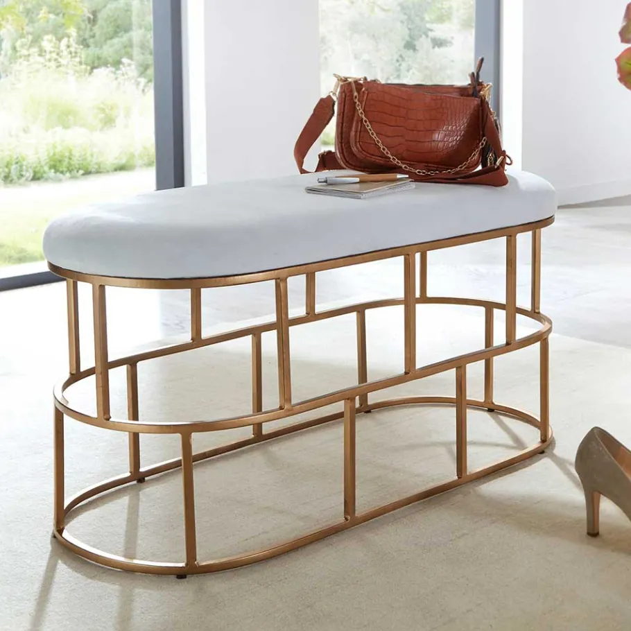 Sale Polsterbank in Weiß Samt - Pysero Sitzbank