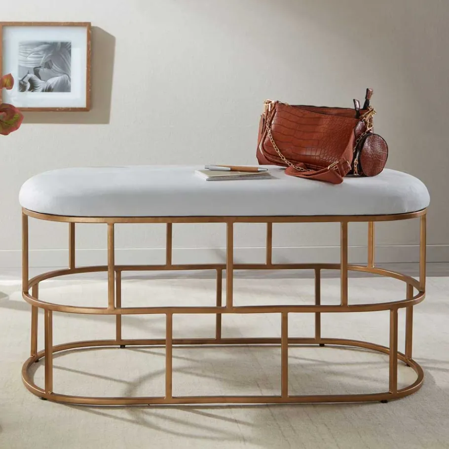 Sale Polsterbank in Weiß Samt - Pysero Sitzbank