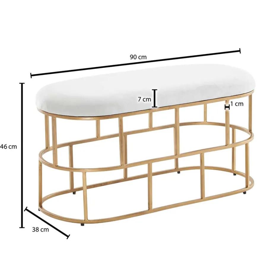 Sale Polsterbank in Weiß Samt - Pysero Sitzbank