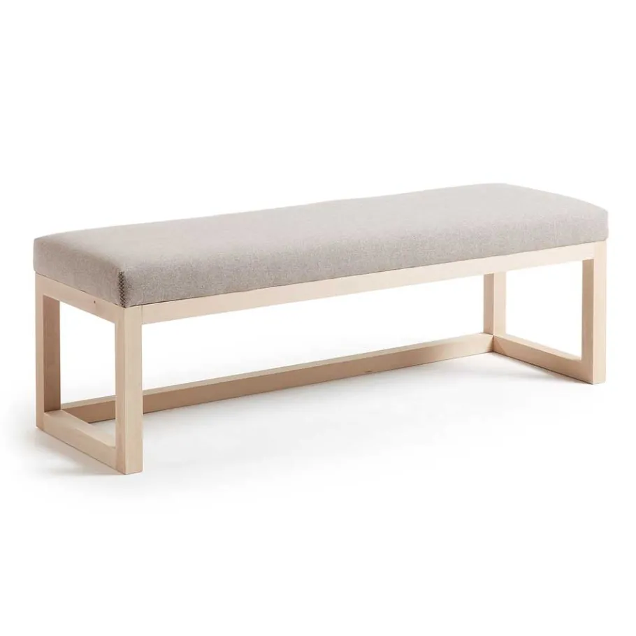 Polsterbank Materra in Beige mit Holz-Gestell Sitzbank