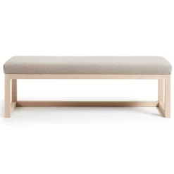 Polsterbank Materra in Beige mit Holz-Gestell Sitzbank