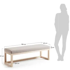 Polsterbank Materra in Beige mit Holz-Gestell Sitzbank