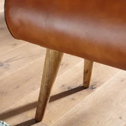 Polsterbank mit Ledersitz in Cognac Braun - Tonas Sitzbank