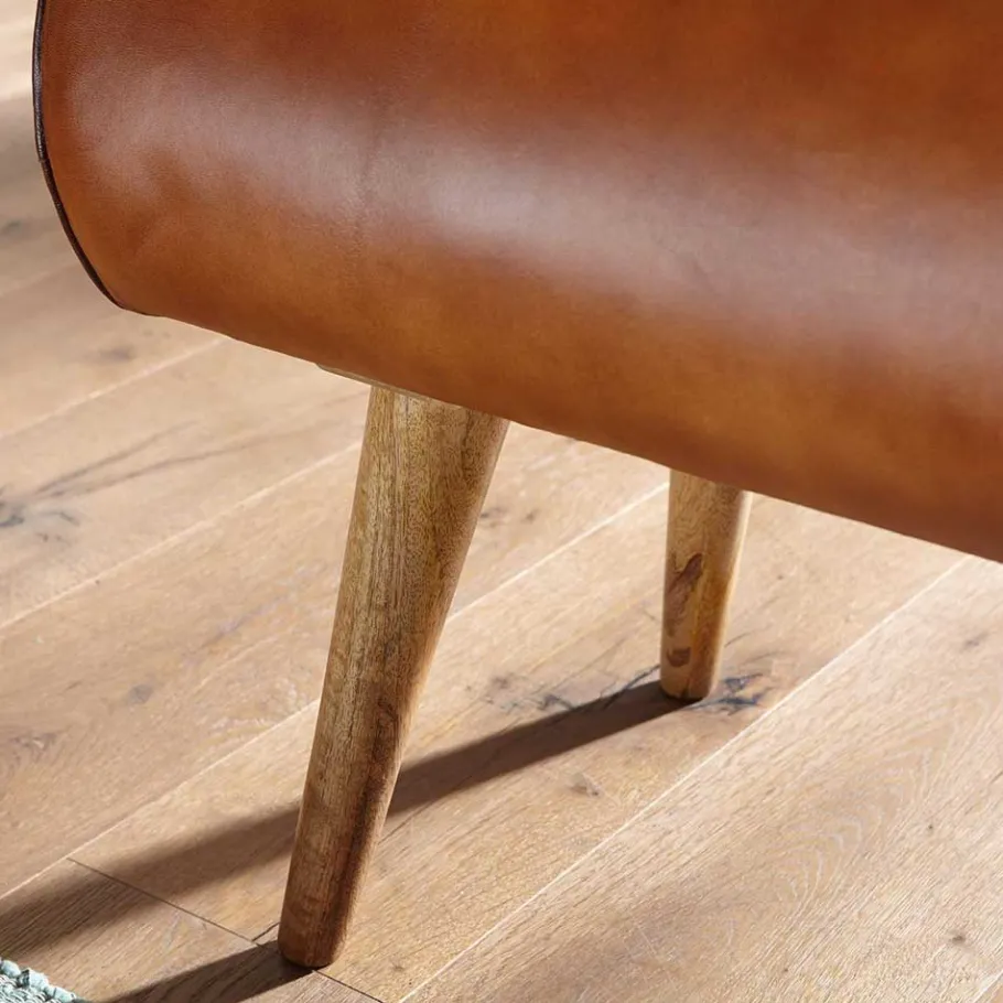 Polsterbank mit Ledersitz in Cognac Braun - Tonas Sitzbank