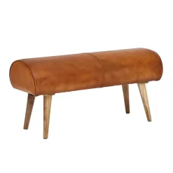 Polsterbank mit Ledersitz in Cognac Braun - Tonas Sitzbank