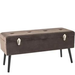 Polsterbank Truhe aus Samt in Taupe - Landhuis Sitzbank