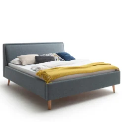 Best Polsterbett in Blaugrau & Eiche Natur - Grafics Betten