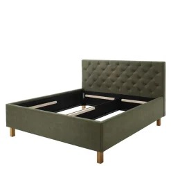 Outlet Polsterbett in Oliv Grün & Eiche - Miania Betten