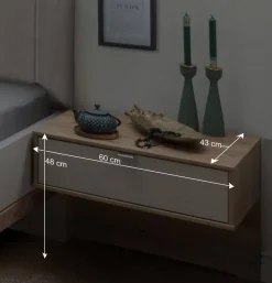 Polsterbett mit Hänge-Nachttischen - Crascanu (dreiteilig) Betten