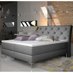 Polsterbett mit Stauraumboxen in Dunkelgrau - Horizonte Betten