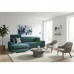 Polsterecke mit Bettfunktion in Petrol Blau - Orastie Betten