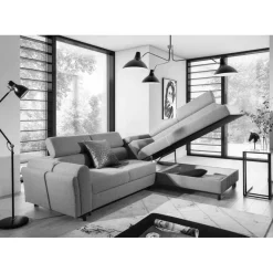 Clearance Polsterecke mit Schlaffunktion in Grau - Downforce Betten|Sofas