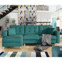 Sale Polsterecke mit Schlaffunktion in Grün Samt - Mingo Betten