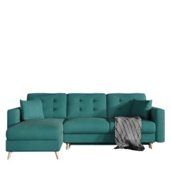 Sale Polsterecke mit Schlaffunktion in Grün Samt - Mingo Betten